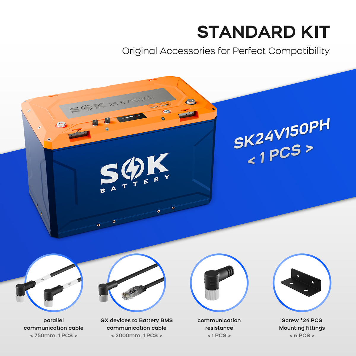SOK SK24V150PH | 24V150Ah Battery,Built-in heater & Bluetooth,Victron CAN Comms