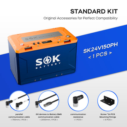 SOK SK24V150PH | 24V150Ah Battery,Built-in heater & Bluetooth,Victron CAN Comms